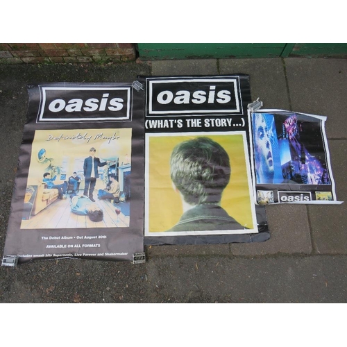 11 - TWO LARGE OASIS POSTERS TOGETHER WITH A SMALLER OASIS POSTER - LARGEST APPROX 152 X 101.5 CM