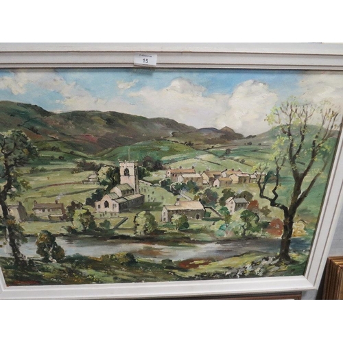 15 - A FRAMED OIL ON BOARD OF THE YORKSHIRE DALES, SIGNED KETTLEWELL LOWER RIGHT, 49 X 75 CM