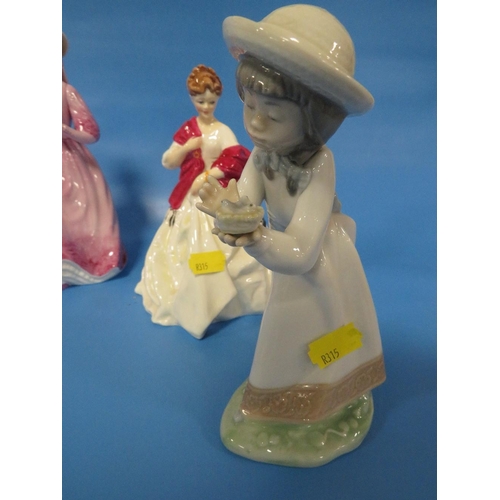 263 - FOUR FIGURINES TO INCLUDE COALPORT AND NAO EXAMPLE - Young Love Coalport figure has chip to base