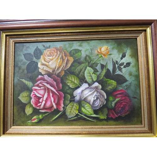 27 - P. GOSLING - A FRAMED OIL ON CANVAS DEPICTING FLORAL STILL LIFE 20 X 29.5 CM