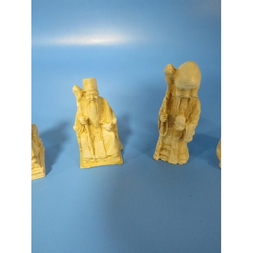 284 - FIVE CHINESE TYPE SMALL CARVED BONE FIGURES