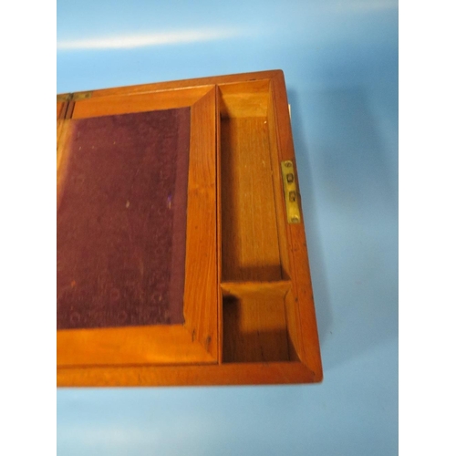 288 - A BRASS BOUND WALNUT STYLE BOX TOGETHER WITH A SMALL WRITING SLOPE (2)