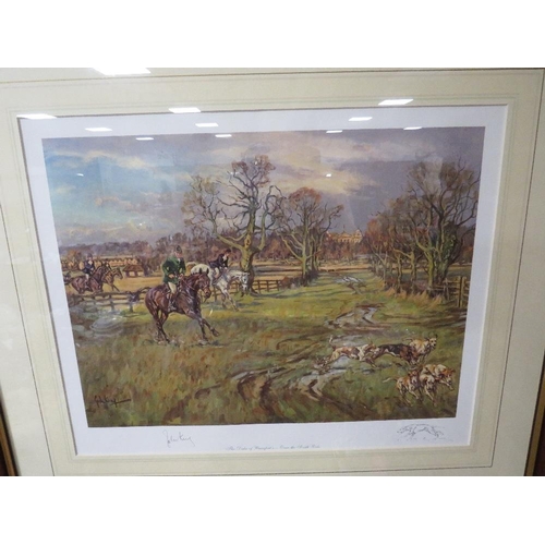 30 - JOHN KEY - A FRAMED AND GLAZED BEAUFORT HUNT COLOURED PRINT - SIGNED, 36 X 44.5 CM