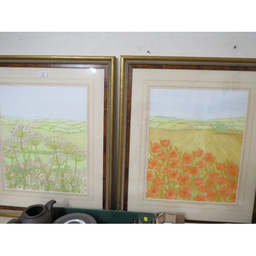 36 - A PAIR OF FRAMED AND GLAZED FLORAL COLOURED PRINTS (FOYER)