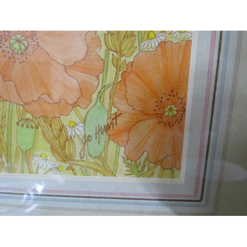 36 - A PAIR OF FRAMED AND GLAZED FLORAL COLOURED PRINTS (FOYER)