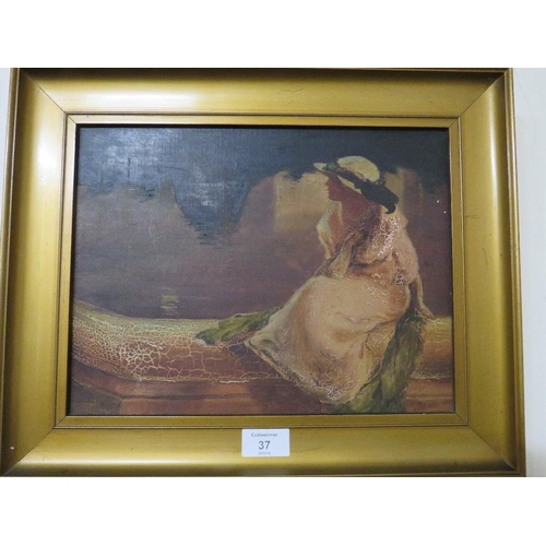 37 - A LATE 19TH CENTURY OIL ON CANVAS DEPICTING A LADY 24.5 X 31.5 CM (FOYER)