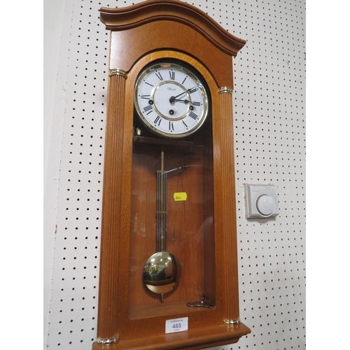 465 - A MODERN HERMLE PENDULUM WALL CLOCK WITH KEY