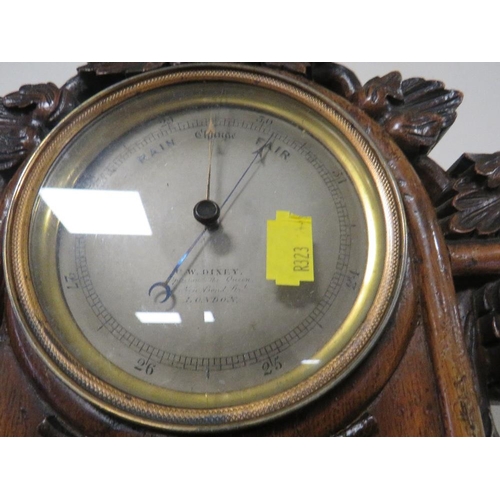 466 - AN ANTIQUE HEAVILY CARVED WALL BAROMETER A/F