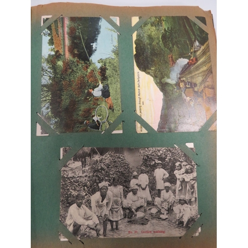 347 - AN ANTIQUE PHOTO ALBUM AND CONTENTS TOGETHER WITH A POSTCARD ALBUM (2)