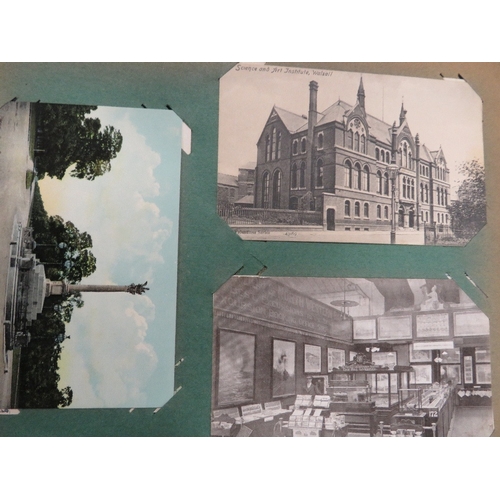 347 - AN ANTIQUE PHOTO ALBUM AND CONTENTS TOGETHER WITH A POSTCARD ALBUM (2)