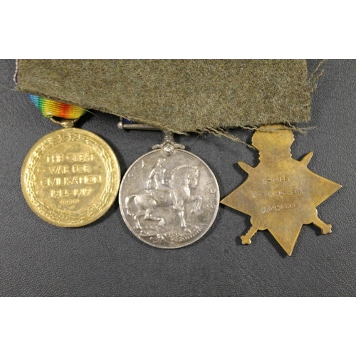 392 - A WW1 MEDAL TRIO, 1914/15 STAR, BRITISH WAR MEDAL AND VICTORY. IMPRESSED NAMING - S-10165 PTE W. HUG... 