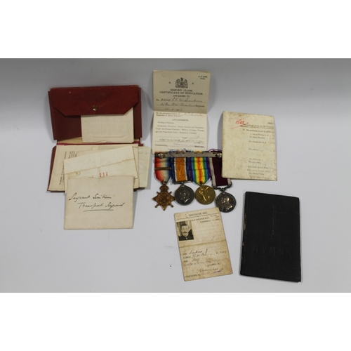 393 - A WW1 MEDAL TRIO AND LSGC MEDAL GROUP. CONSISTING OF 1914 STAR AND BAR, BRITISH WAR MEDAL, VICTORY M... 