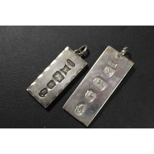 417 - TWO HALLMARKED SILVER INGOT TYPE PENDANTS