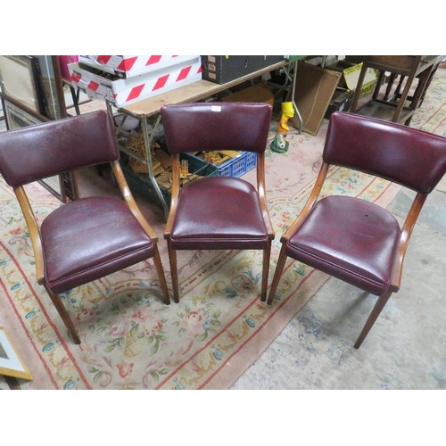 790 - THREE VINTAGE LEATHERETTE AND BEECH WOOD CHAIRS