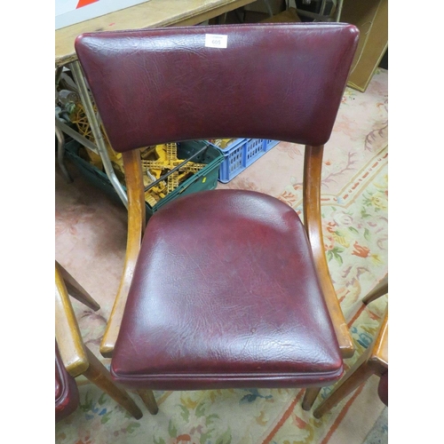 790 - THREE VINTAGE LEATHERETTE AND BEECH WOOD CHAIRS