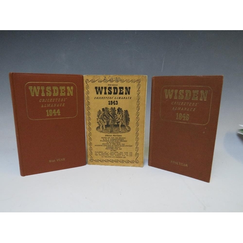 106 - WARTIME AND LATER WISDEN CRICKETERS' ALMANACK, to include softbacks 1943, 1947, 1948 and hardbacks 1... 