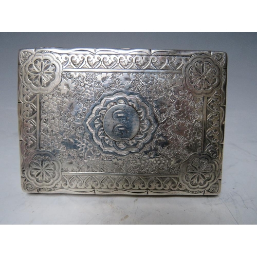 123 - A HALLMARKED SILVER AIDE MEMOIRE - BIRMINGHAM 1875, with decorated front and back, push button catch... 