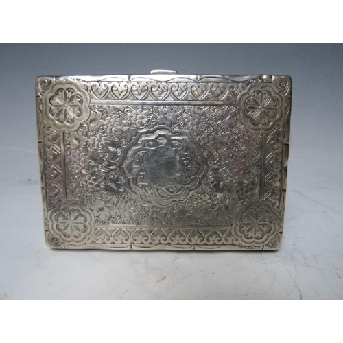 123 - A HALLMARKED SILVER AIDE MEMOIRE - BIRMINGHAM 1875, with decorated front and back, push button catch... 