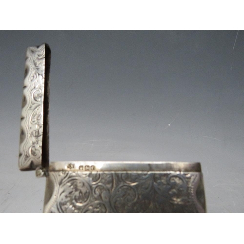 124 - A HALLMARKED SILVER CALLING CARD CASE - SHEFFIELD 1898, with decorated front and back, makers mark W... 