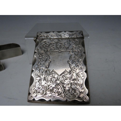 124 - A HALLMARKED SILVER CALLING CARD CASE - SHEFFIELD 1898, with decorated front and back, makers mark W... 