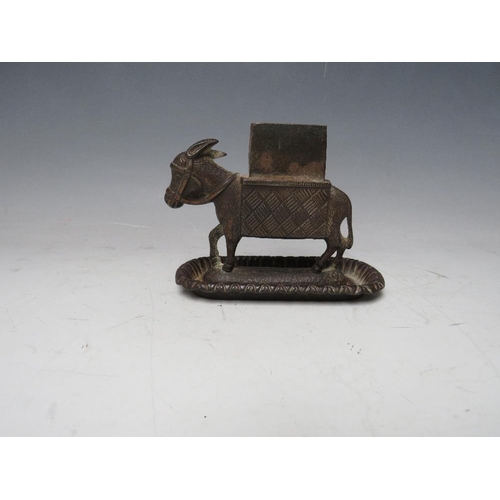 141 - A 19TH CENTURY METAL BRYANT AND MAY VESTA, in the shape of a donkey, H 11 cm, L 14 cm