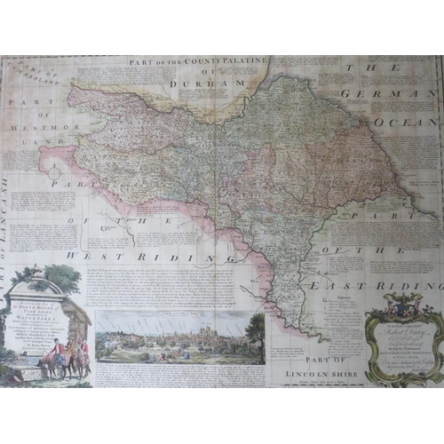 15 - EMAN BOWEN (XVIII). A hand coloured map 'Part of The West Riding', 55 x 73 cm