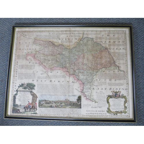 15 - EMAN BOWEN (XVIII). A hand coloured map 'Part of The West Riding', 55 x 73 cm