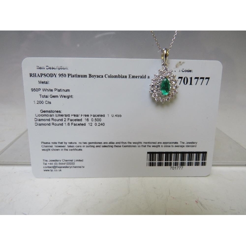 160 - A PLATINUM 'ILIANA' EMERALD SET PENDANT ON CHAIN