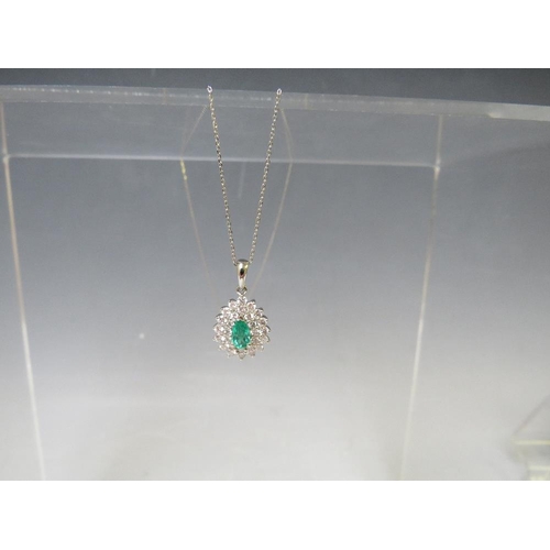 160 - A PLATINUM 'ILIANA' EMERALD SET PENDANT ON CHAIN