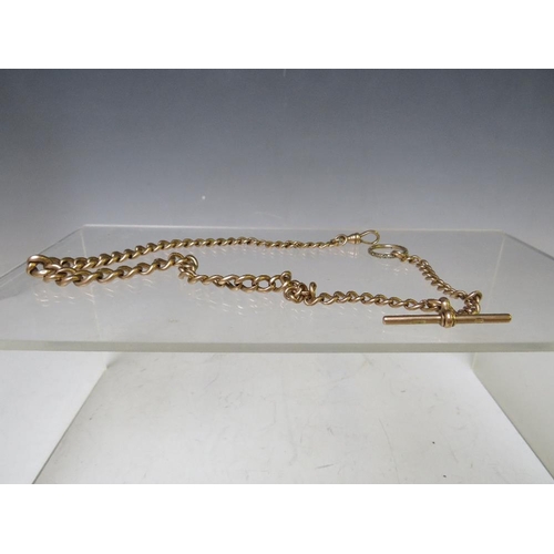 186 - A 9CT GOLD AND YELLOW METAL ALBERT POCKET WATCH CHAIN, each link marked, approx W 37.6 g