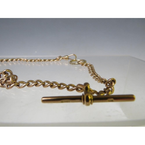 186 - A 9CT GOLD AND YELLOW METAL ALBERT POCKET WATCH CHAIN, each link marked, approx W 37.6 g