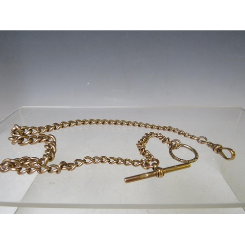 186 - A 9CT GOLD AND YELLOW METAL ALBERT POCKET WATCH CHAIN, each link marked, approx W 37.6 g