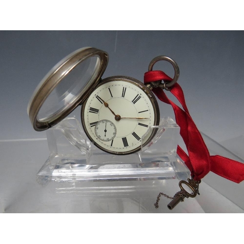 191 - A VICTORIAN SILVER FUSEE POCKET WATCH - CHESTER 1895, Dia. 4.5 cm