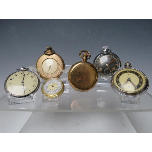 193 - SIX VARIOUS VINTAGE POCKET WATCHES, gold plated and silver plated examples to include Waltham and In... 