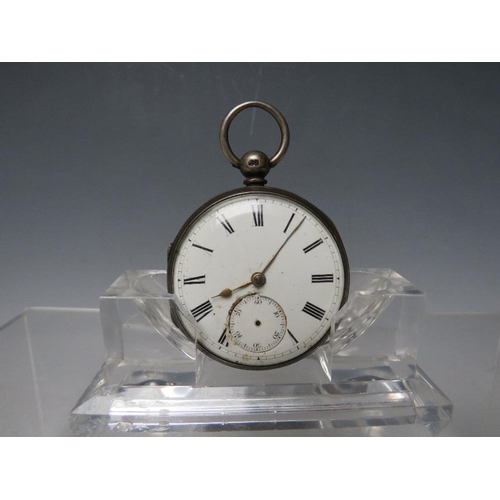 197 - A SILVER CASED FUSEE POCKET WATCH - LONDON 1873, Dia. 4.5 cm