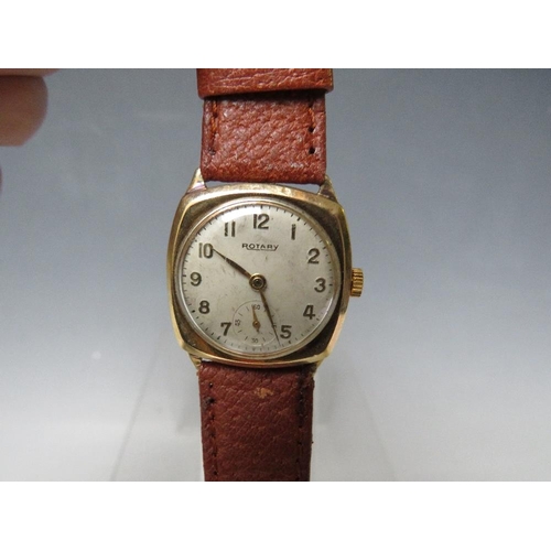 202 - A VINTAGE ROTARY 9 CARAT GOLD CASED WRISTWATCH, Dia. 2.5 cm