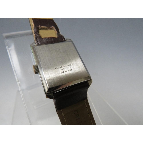 204 - A VINTAGE ART DECO STYLE LE CHEMMANT RECTANGULAR WRISTWATCH, in fitted leather covered case, 3 x 2.5... 