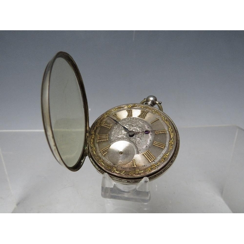 205 - A VICTORIAN SILVER FACED POCKET WATCH, Dia. 4.5 cm