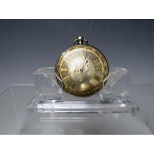 205 - A VICTORIAN SILVER FACED POCKET WATCH, Dia. 4.5 cm