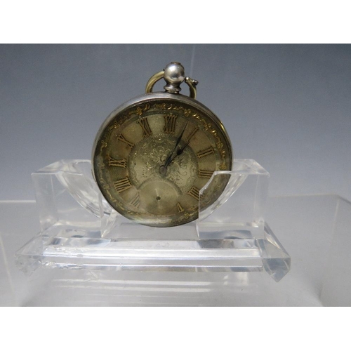 205 - A VICTORIAN SILVER FACED POCKET WATCH, Dia. 4.5 cm