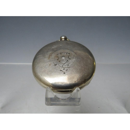 205 - A VICTORIAN SILVER FACED POCKET WATCH, Dia. 4.5 cm