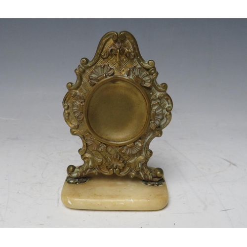 208 - A 19TH CENTURY ORMOLU POCKET WATCH HOLDER ON STAND, H 12 cm