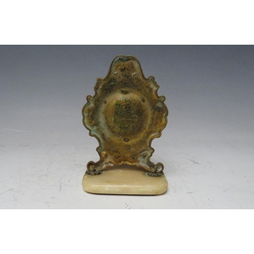 208 - A 19TH CENTURY ORMOLU POCKET WATCH HOLDER ON STAND, H 12 cm