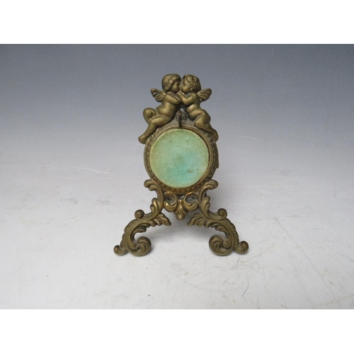 209 - ROCOCO STYLE BRASS POCKET WATCH STAND, with strut back, H 15 cm