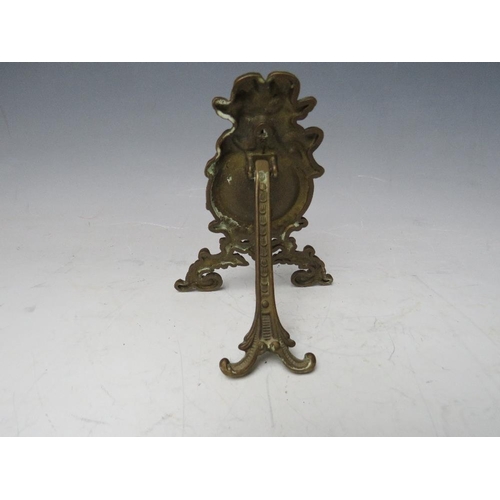 209 - ROCOCO STYLE BRASS POCKET WATCH STAND, with strut back, H 15 cm