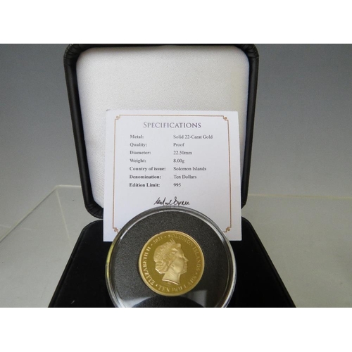 220 - SOLOMON ISLANDS 2021 QUEENS 95TH BIRTHDAY GOLD PROOF 10 DOLLARS, in Jubilee mint case