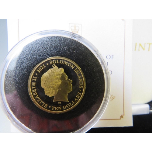 220 - SOLOMON ISLANDS 2021 QUEENS 95TH BIRTHDAY GOLD PROOF 10 DOLLARS, in Jubilee mint case