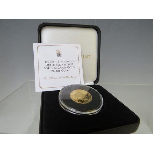 220 - SOLOMON ISLANDS 2021 QUEENS 95TH BIRTHDAY GOLD PROOF 10 DOLLARS, in Jubilee mint case