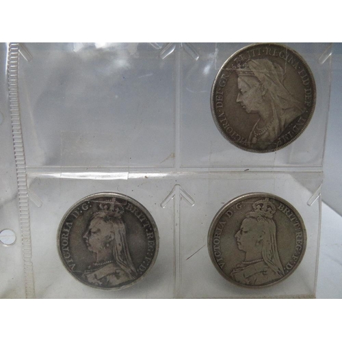 226 - THREE VICTORIAN SILVER CROWNS, 1890 x 2 and 1900 x 1 (3)