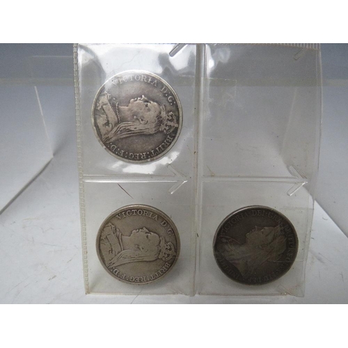 226 - THREE VICTORIAN SILVER CROWNS, 1890 x 2 and 1900 x 1 (3)